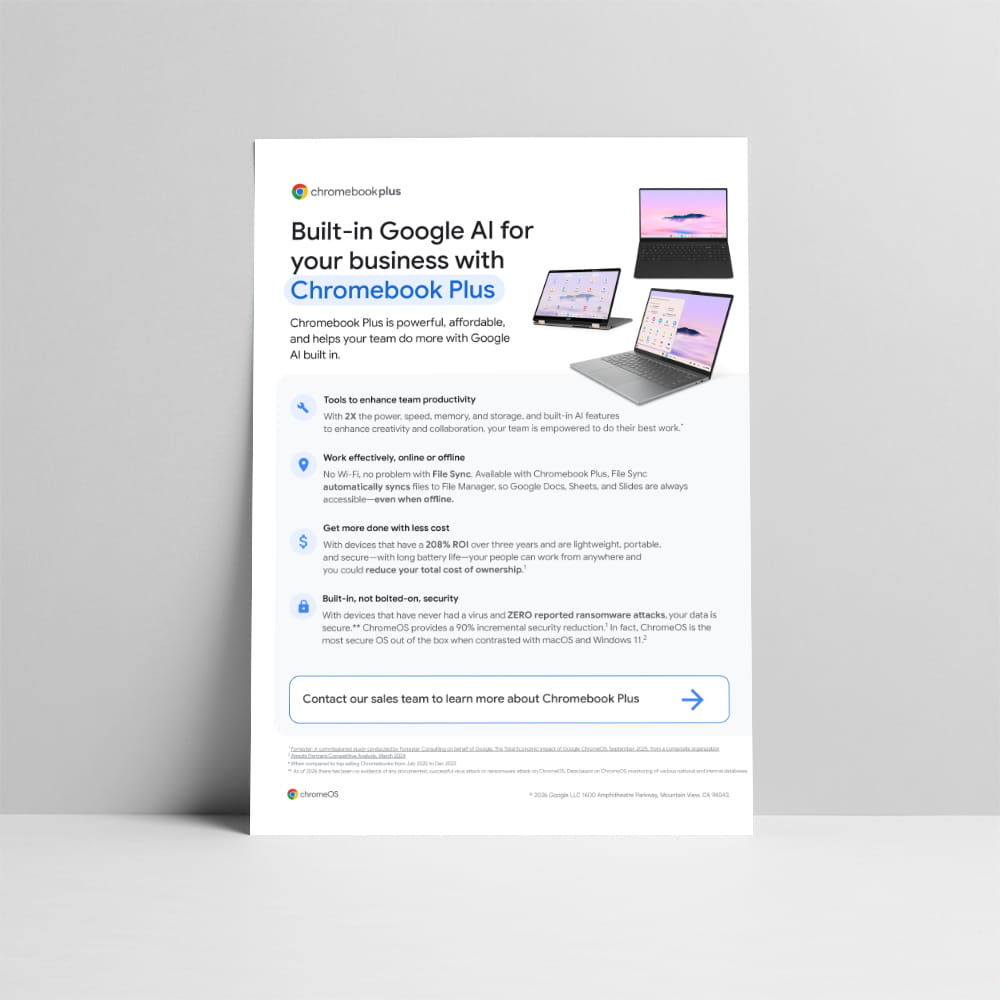 Built-in Google AI for your business with Chromebook Plus